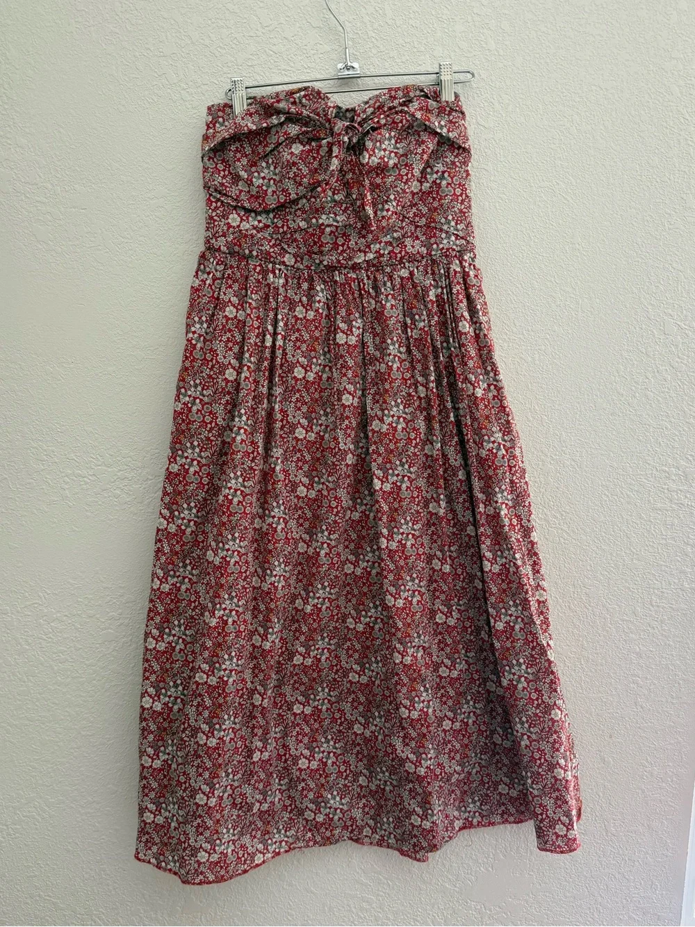 J Crew Liberty Tie-Front Midi Strapless Dress Size 4